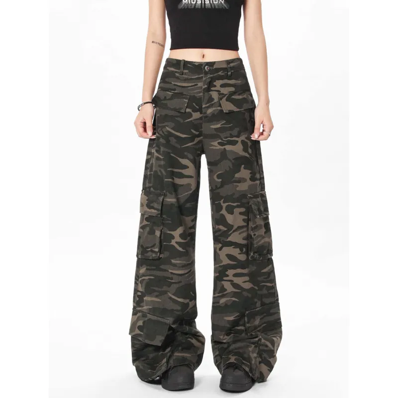 Vine Color Cargo Pants Unisex Camouflage-2