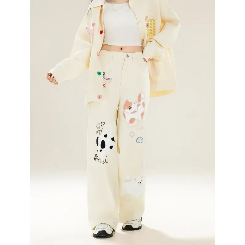Vine Color Casual Pants Unisex-3