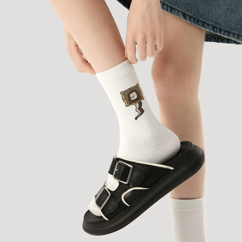 Vine Color Mid-Calf Socks Unisex 3 Pack Famous Painting Of A Small Snake-3
