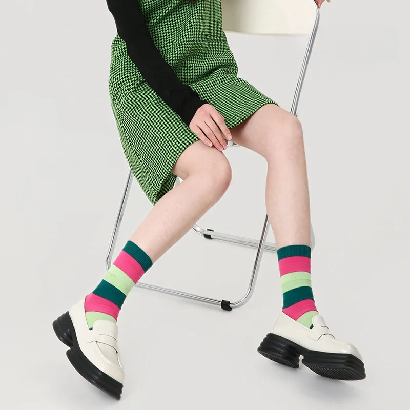 Vine Color Mid Calf Socks Unisex 3 Pack Parallel Space-2