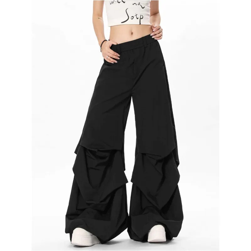 Vine Color Casual Pants Unisex Black-3