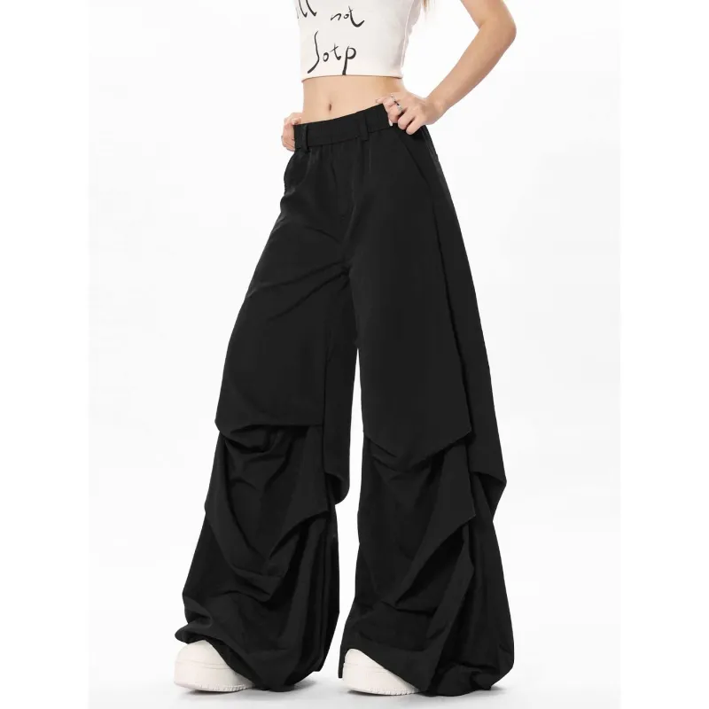Vine Color Casual Pants Unisex Black-4