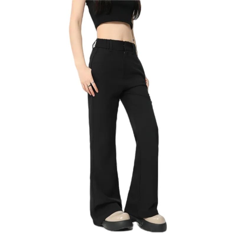 Vine Color Casual Pants Unisex Black-4