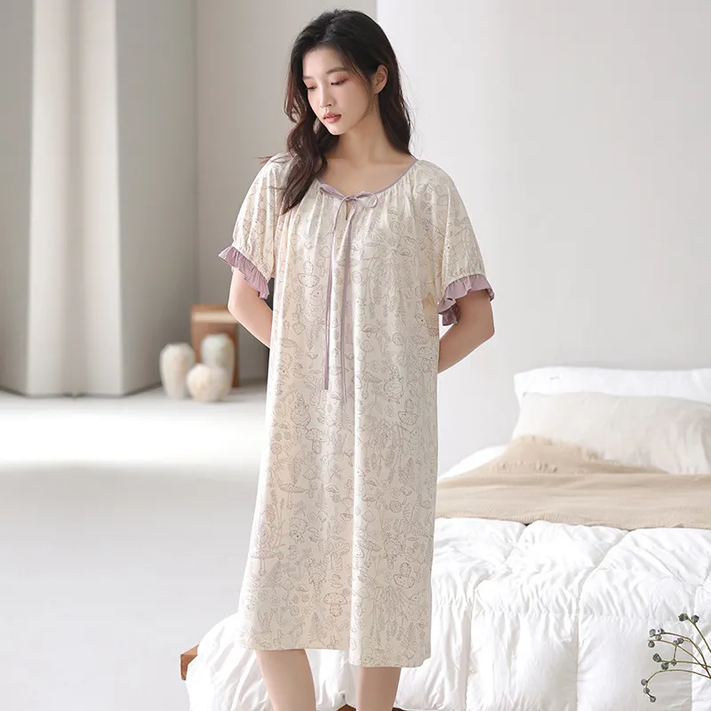 Vine Color Nightgown Women's Purple Pink-2