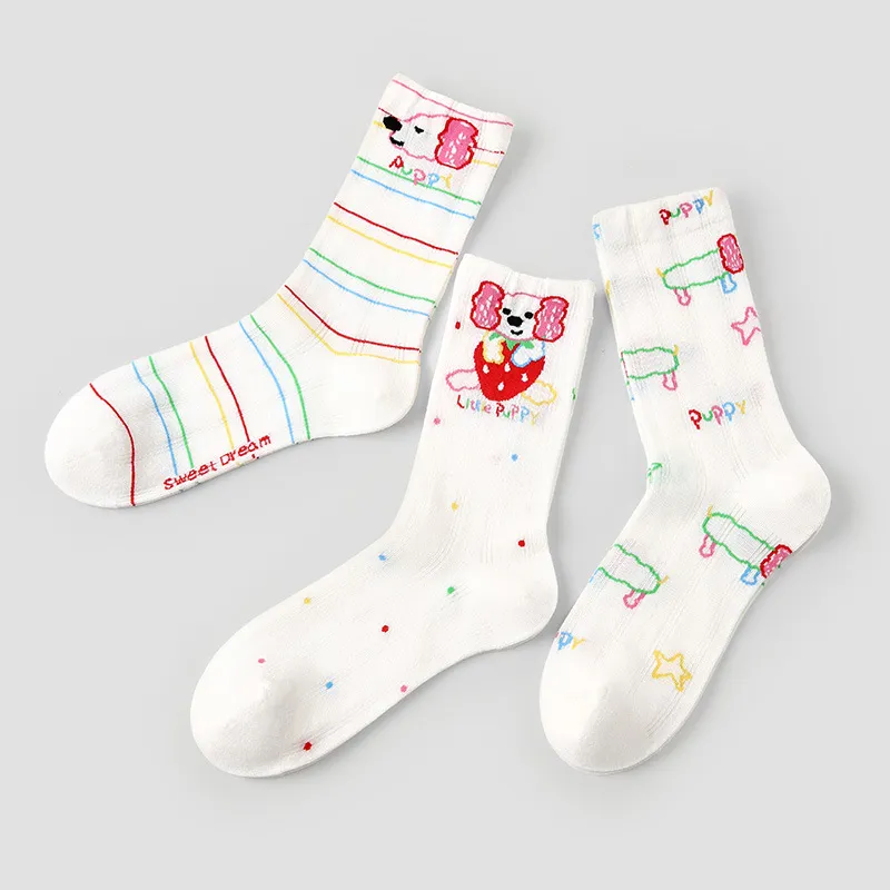 Vine Color Mid Calf Socks Unisex 3 Pack Strawberry Abundance-4