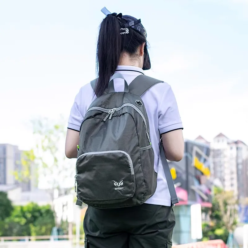 Jiang Qi Polyester Lightweight Foldable Storage Bag 25 Unisex Black Yellow-4