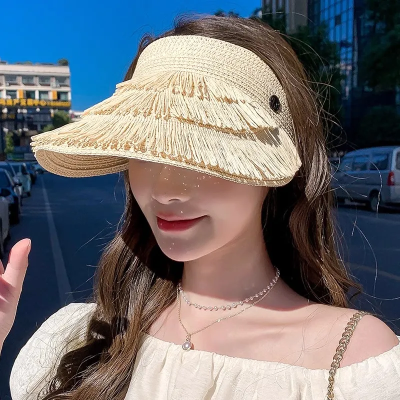 DZP Straw Woven Sun Protection Hats Unisex-2