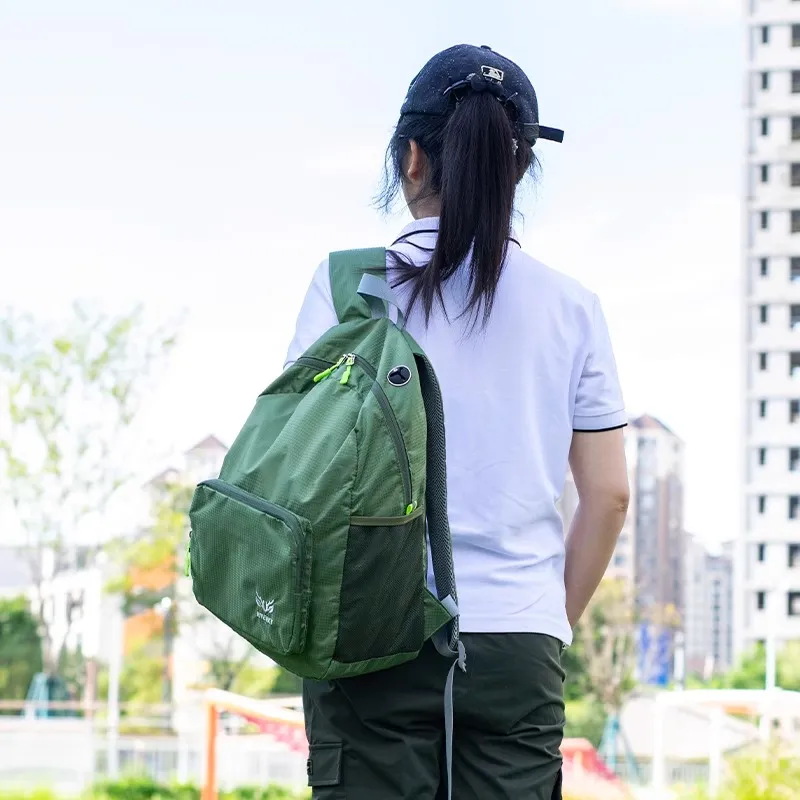 Jiang Qi Polyester Lightweight Foldable Storage Bag 25 Unisex Black Yellow-2