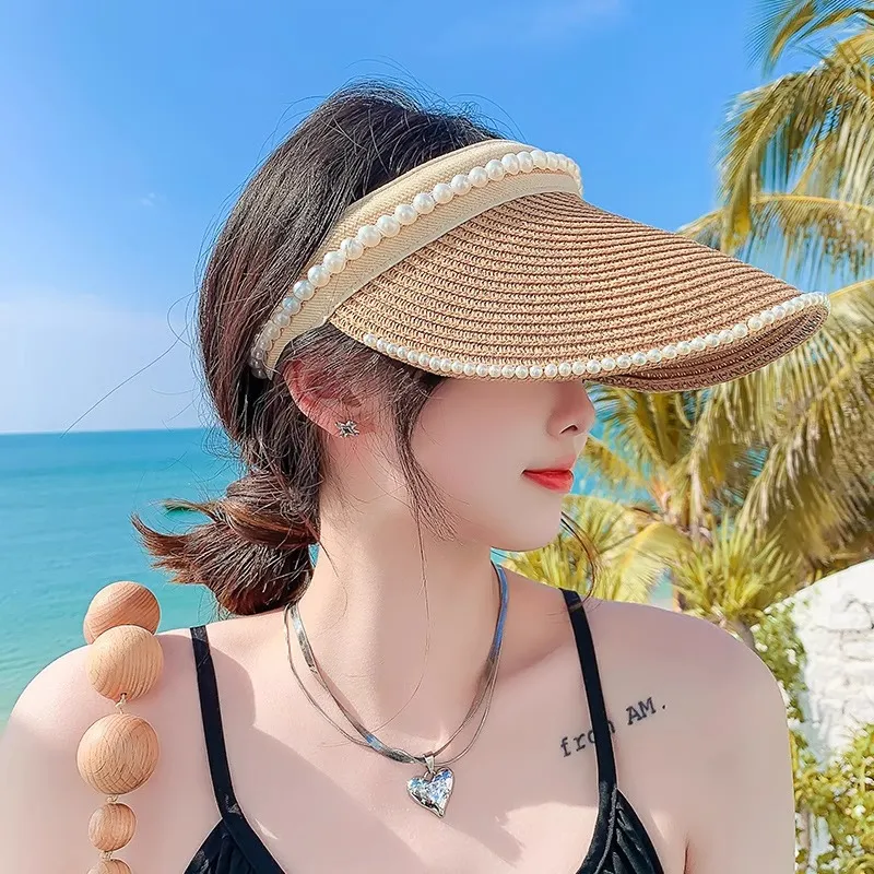 DZP Straw Woven Sun Protection Hats Unisex-5