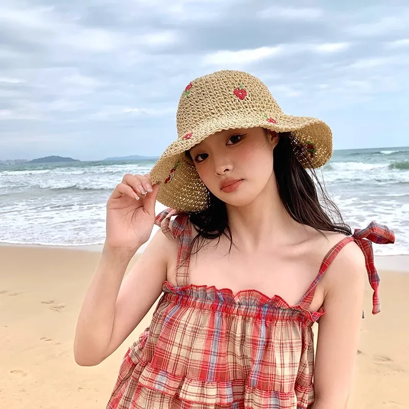 DZP Straw Woven Sun Protection Hats Unisex-2