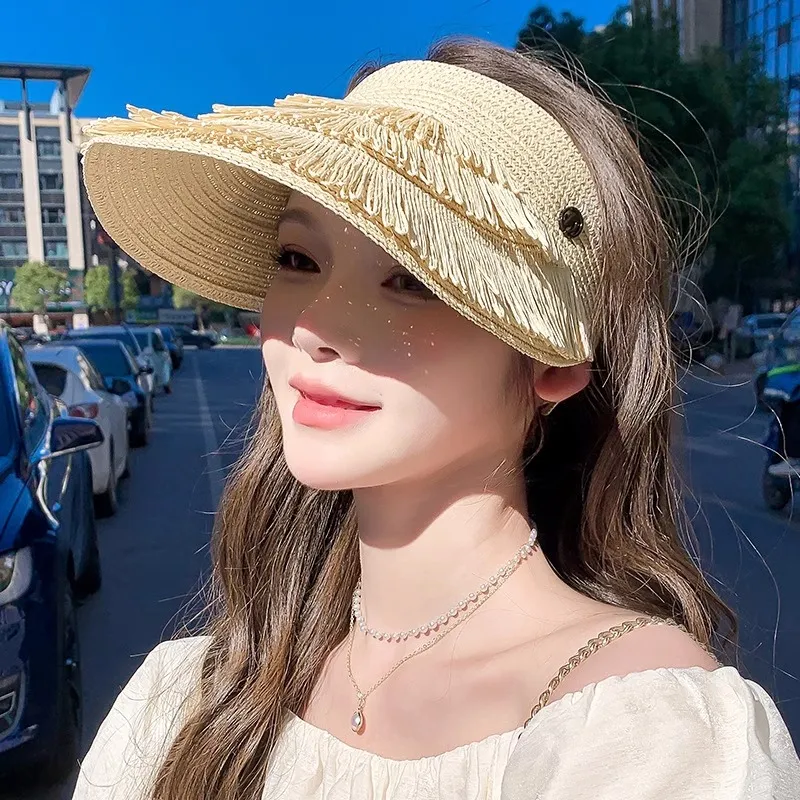 DZP Straw Woven Sun Protection Hats Unisex-1