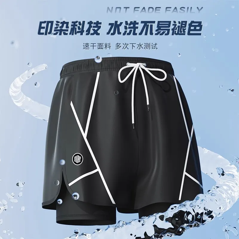 Youyou Swimming Sets Polyester, Elastane Summer Seaside Beach Men's Black-2