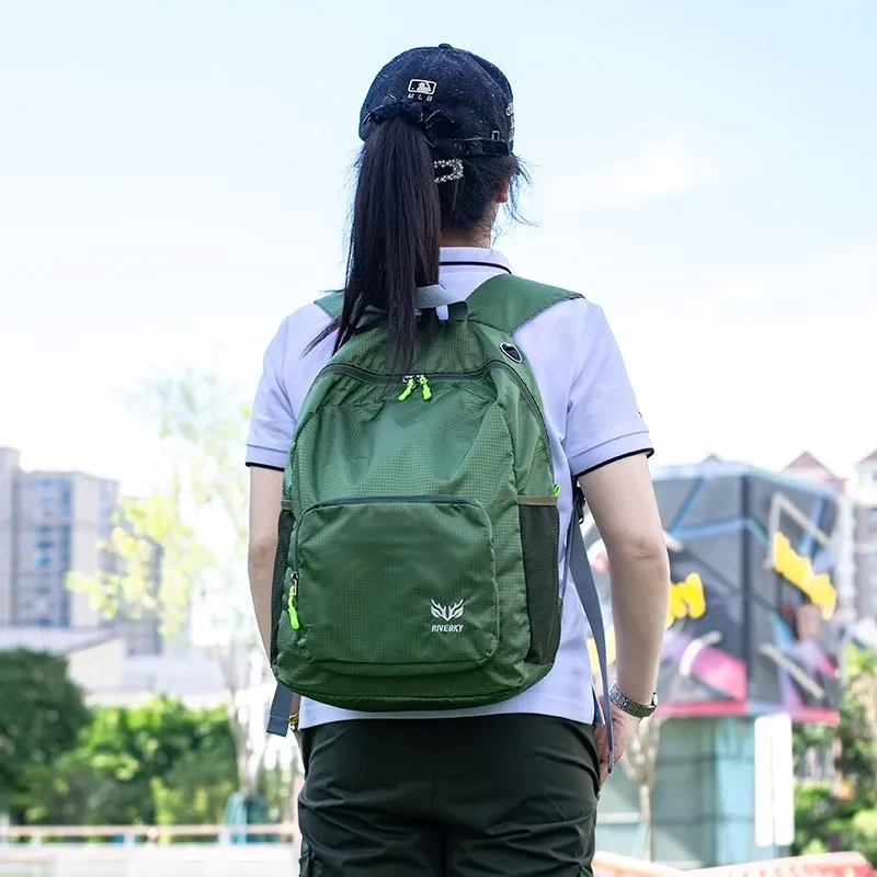 Jiang Qi Polyester Lightweight Foldable Storage Bag 25 Unisex Black Yellow-1