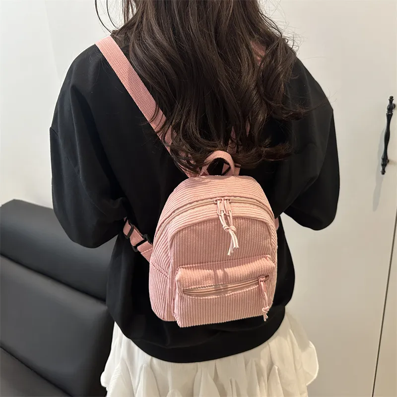 HCXK Polyester Backpack Women's Black/White/Pink/Dark Brown-17