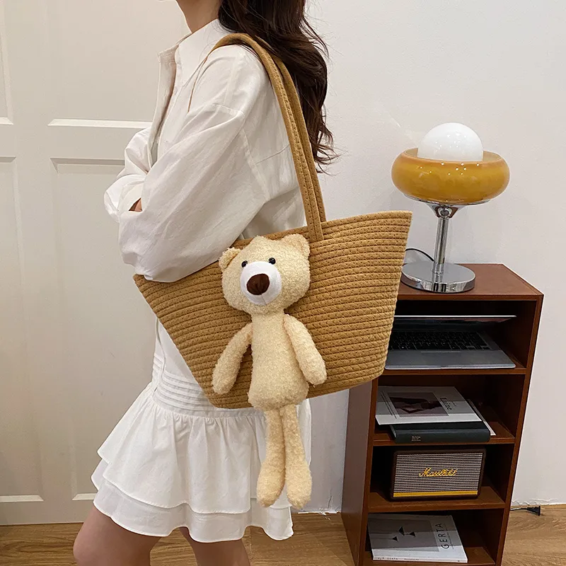 HCXK Woven Shoulder Bag Women's Ecru/Light Brown-10