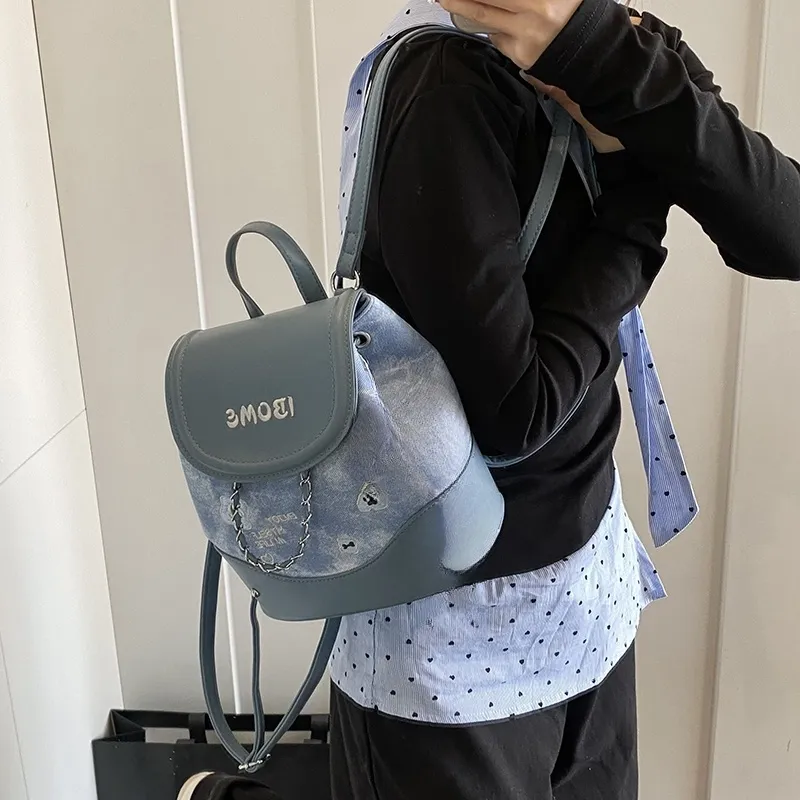 HCXK PU Backpack Regular Women's Silver/Blue/Pink/Brown-9