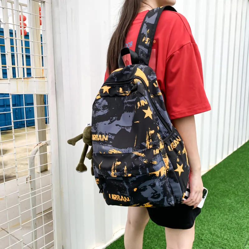 HCXK Nylon Fabric Backpack Regular Unisex Multicolor-8