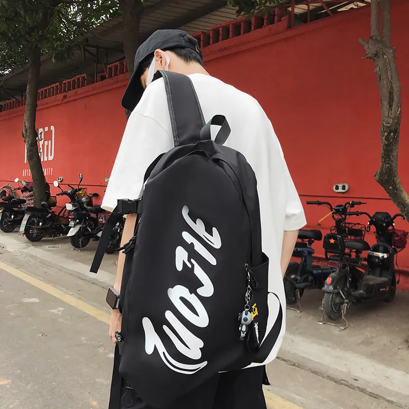 HCXK Nylon Backpack Regular Unisex White/Black/Khaki-10
