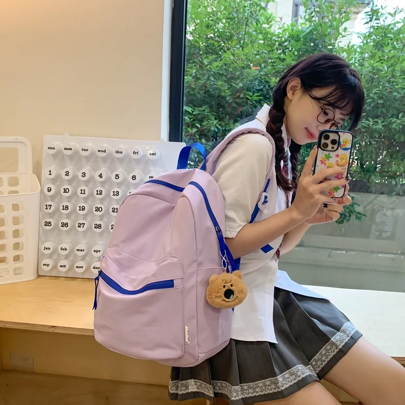 HCXK Nylon Backpack Regular Unisex Yellow/Pink/Green/White/Purple-22