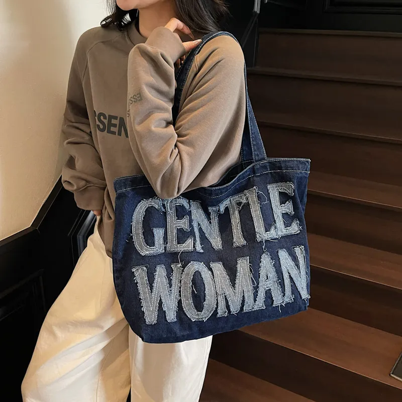 HCXK Denim Shoulder Bag Women's Dark Tea/Light Blue/Dark Blue-13