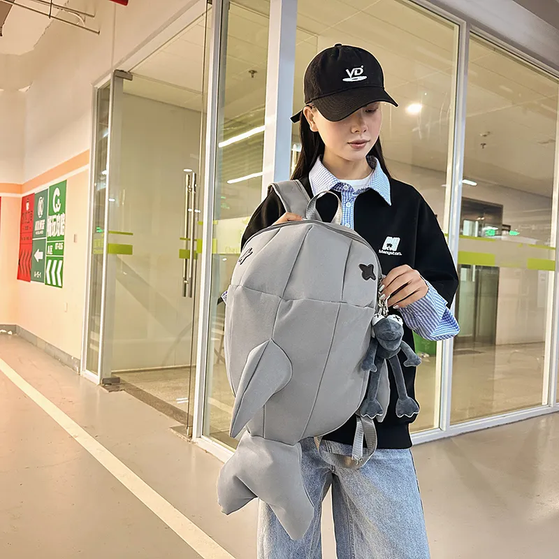 HCXK Nylon Backpack Unisex Gray/White/Black-5
