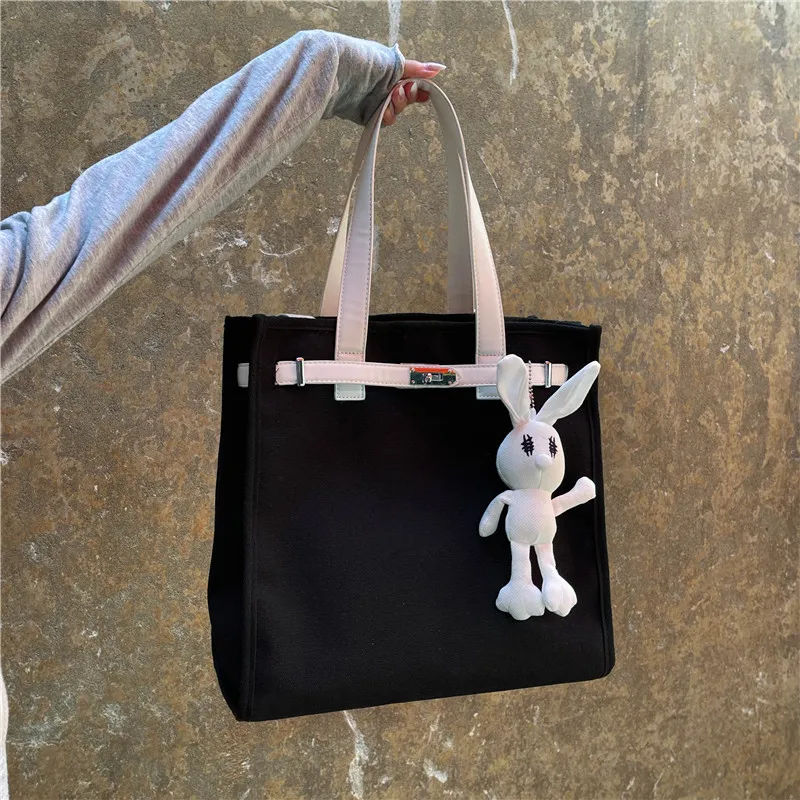 HCXK Canvas Tote Canvas Bag Class Commute Bag Single Shoulder Bag Regular Women's Multicolor-5