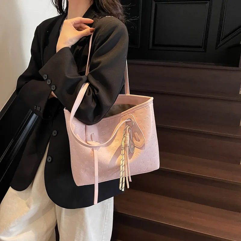 HCXK PU Tote Bag, Shoulder Bag Women's Blue/Pink/Black/White-8
