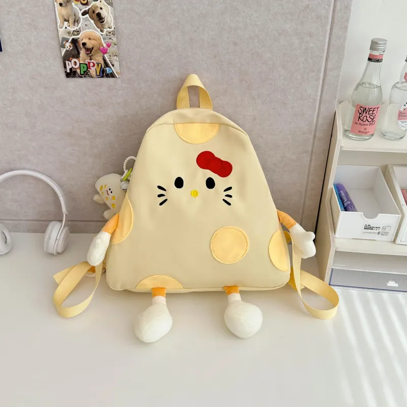 HCXK Nylon Japanese Style Backpack For Female University Students Regular Unisex Yellow-4