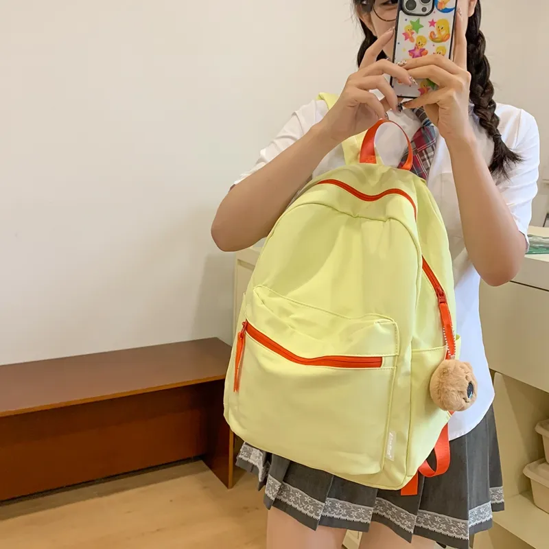HCXK Nylon Backpack Regular Unisex Yellow/Pink/Green/White/Purple-2
