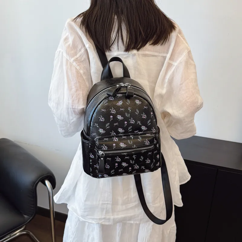 HCXK PU Backpack Women's White/Silver/Black-13