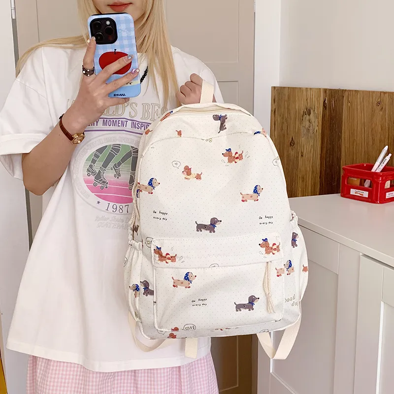 HCXK Nylon Fabric Backpack Unisex Multicolor-1
