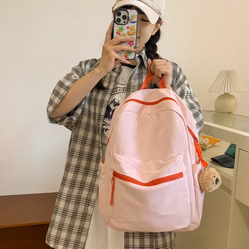 HCXK Nylon Backpack Regular Unisex Yellow/Pink/Green/White/Purple-8