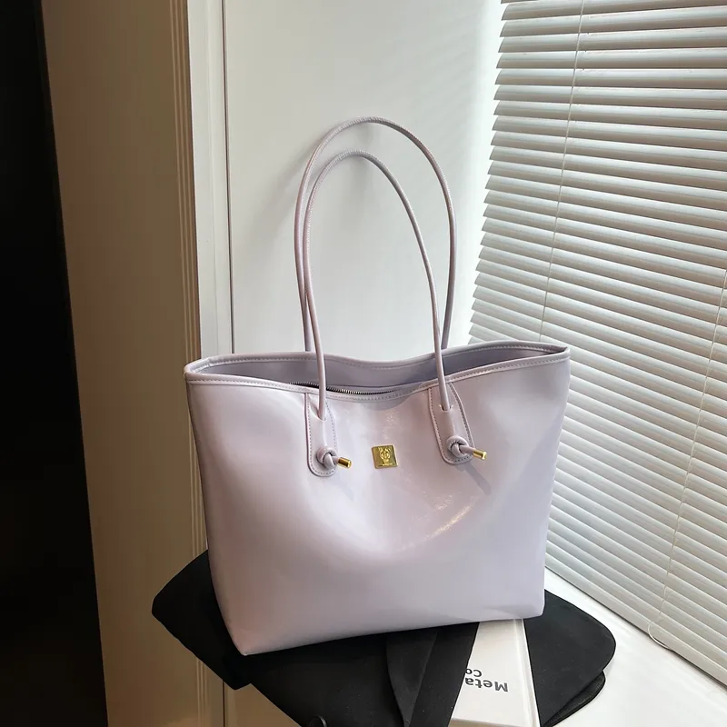 HCXK PU Tote Shoulder Bag Women's Ecru/Black/Purple/Pink-14