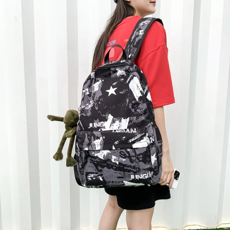 HCXK Nylon Fabric Backpack Regular Unisex Multicolor-3
