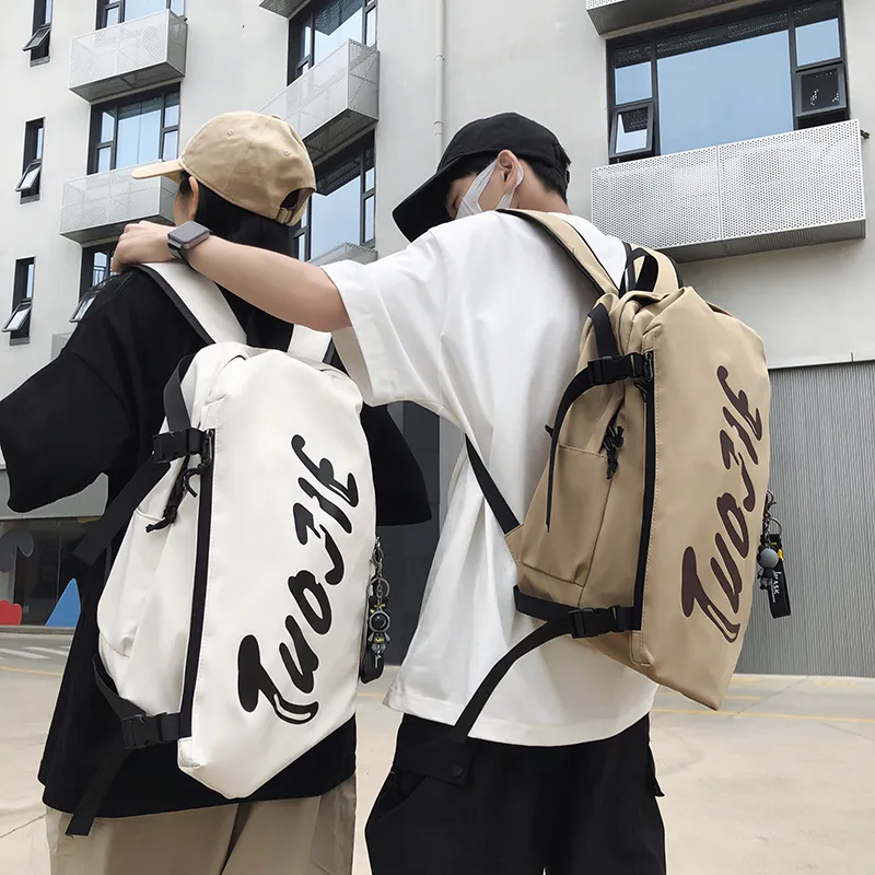 HCXK Nylon Backpack Regular Unisex White/Black/Khaki-3