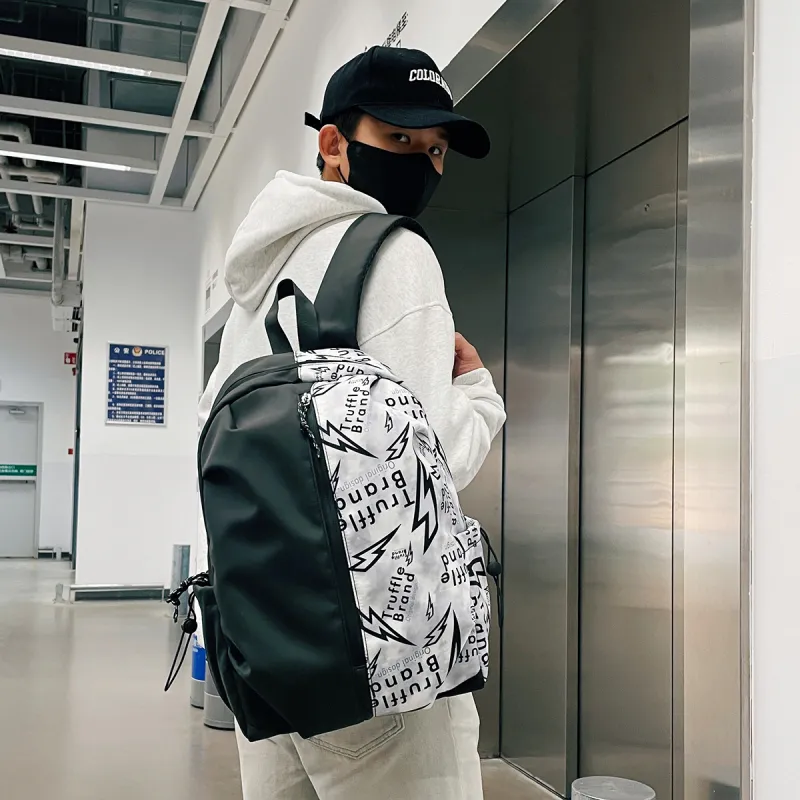 HCXK Nylon Backpack Unisex Black/White/Gray-13