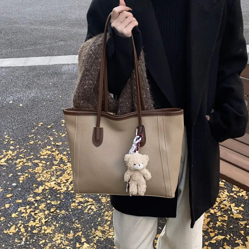 HCXK PU Tote Bag Shoulder Bag Women's Black/Beige/Khaki/Brown/Coffee-1