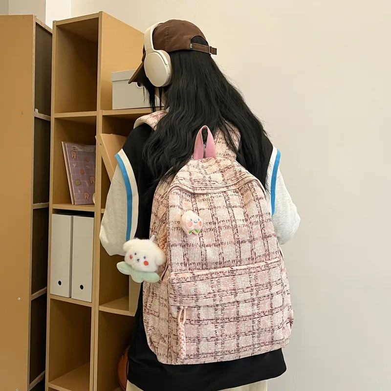 HCXK Corduroy Backpack Women's Green/Blue/Pink-17