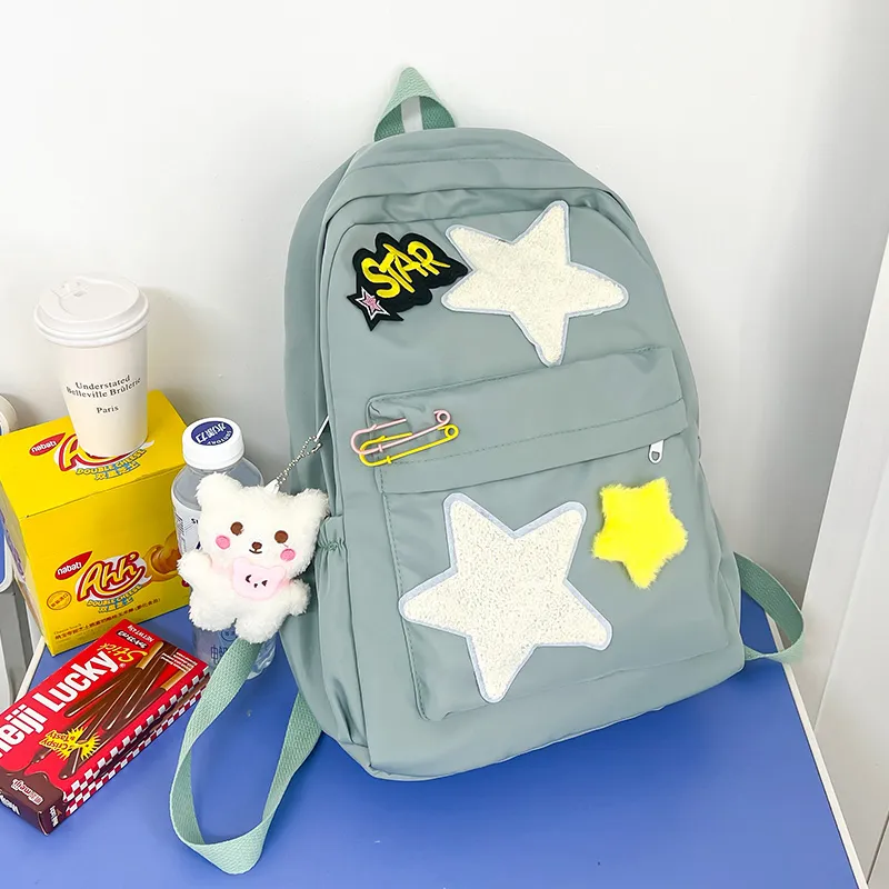 HCXK Composite Cloth Backpack Women's Yellow/Green/Pink-8