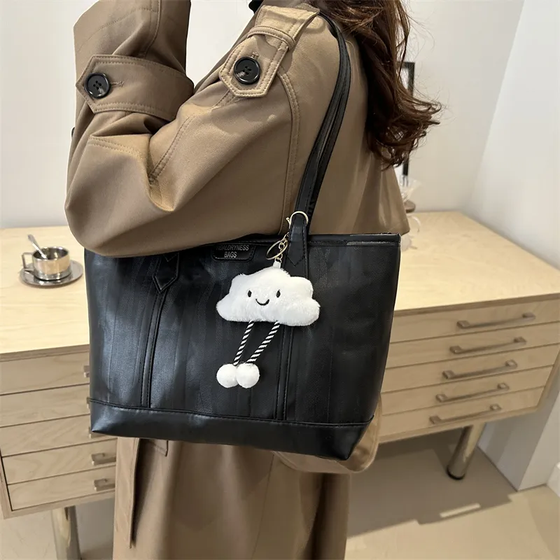 HCXK PU Tote Bag Shopping Bag Shoulder Bags Women's White/Black/Coffee-8