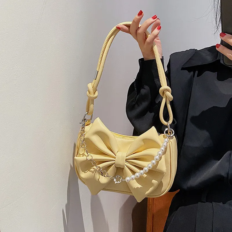 HCXK PU Shoulder Bag Regular Women's Ecru/Black/Yellow/Pink-8