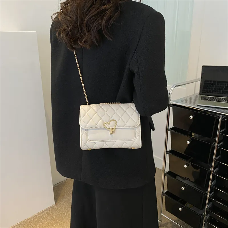 HCXK PU Chain Crossbody Bag, Shoulder Bag, Cell Phone Pouch Regular Women's White/Ecru/Light Brown/Black-8