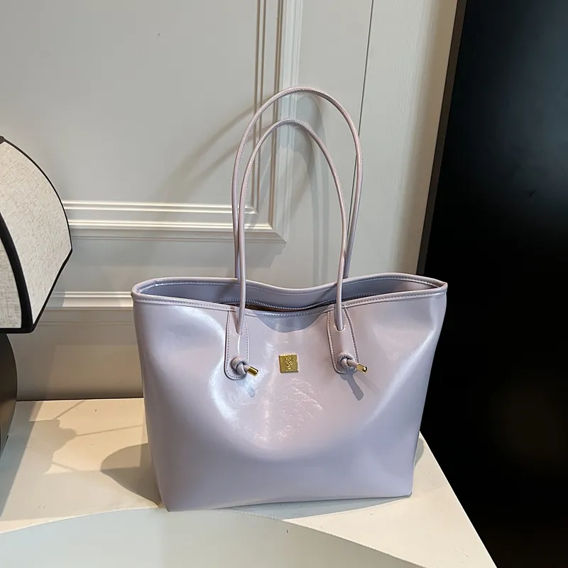 HCXK PU Tote Shoulder Bag Women's Ecru/Black/Purple/Pink-13