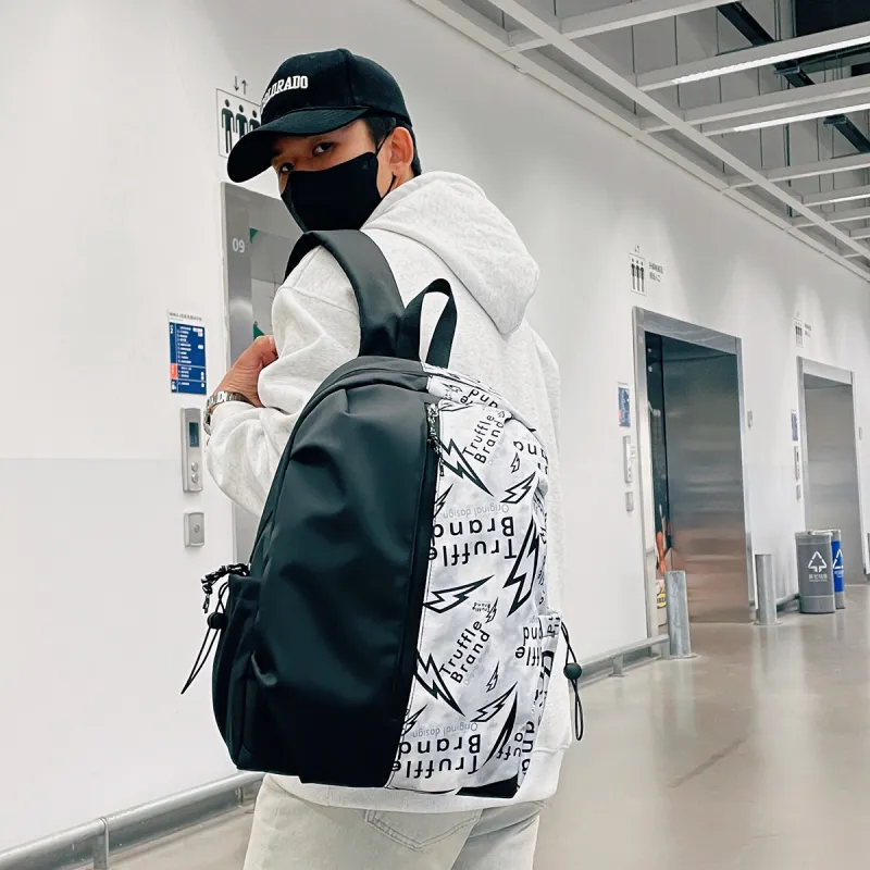 HCXK Nylon Backpack Unisex Black/White/Gray-12