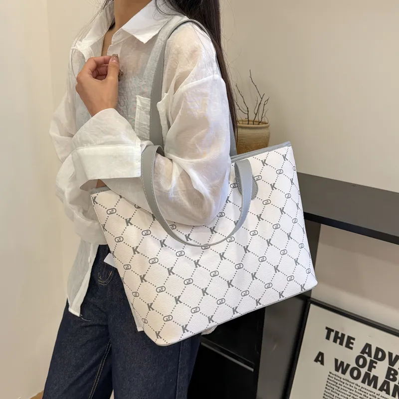 HCXK PU Tote Bag, Shopping Bag, Shoulder Bag Women's Light Purple/Gray/Pink-7