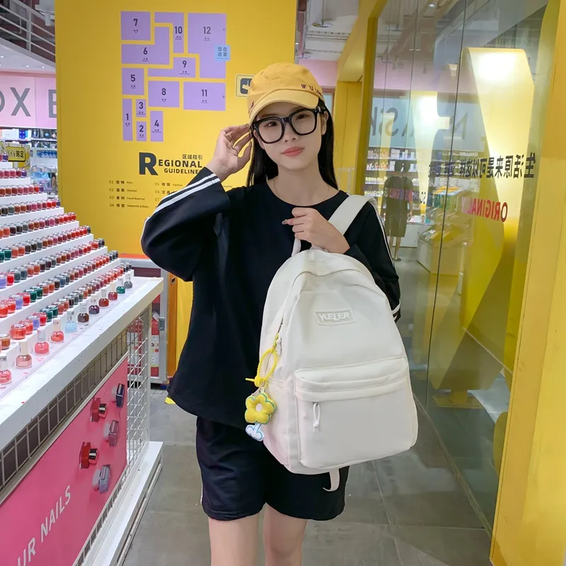 HCXK Nylon Backpack Unisex White/Black/Green/Blue/Pink-7