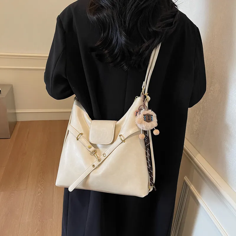 HCXK PU Crossbody One Shoulder Backpack Regular Women's Brown/Coffee/Black/White-22