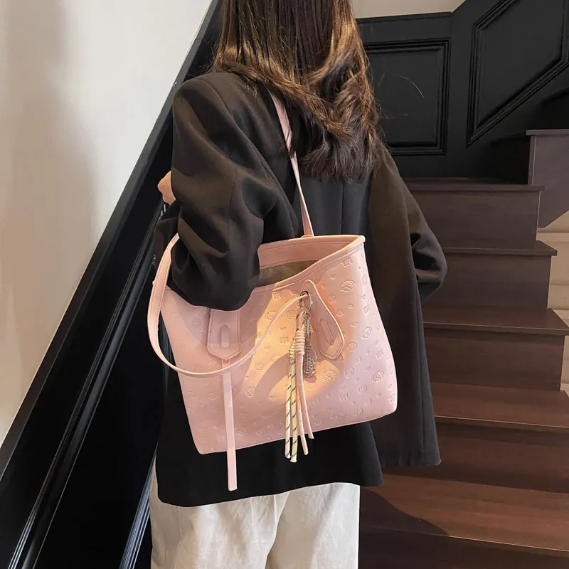 HCXK PU Tote Bag, Shoulder Bag Women's Blue/Pink/Black/White-9