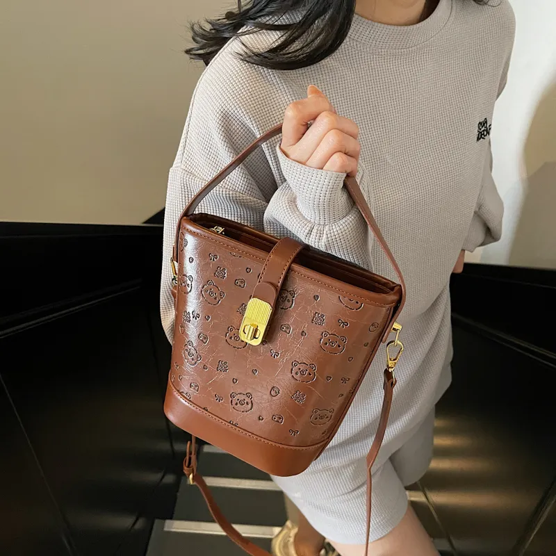 HCXK PU Bucket Bag, Shoulder Bag, Handbag Women's Multicolor-19