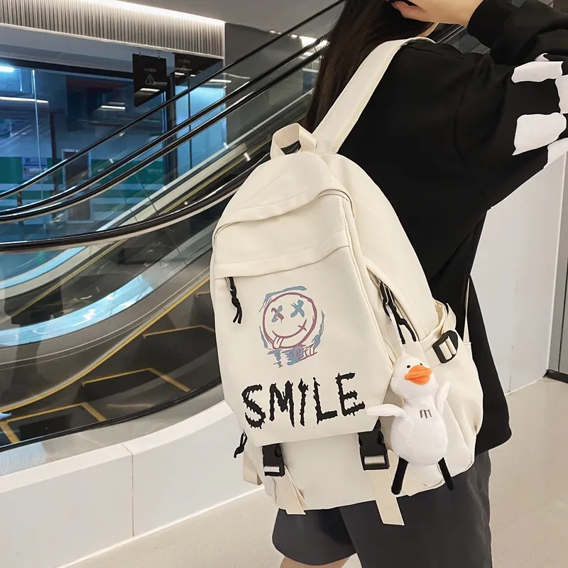HCXK Nylon Backpack Unisex Black/White-9